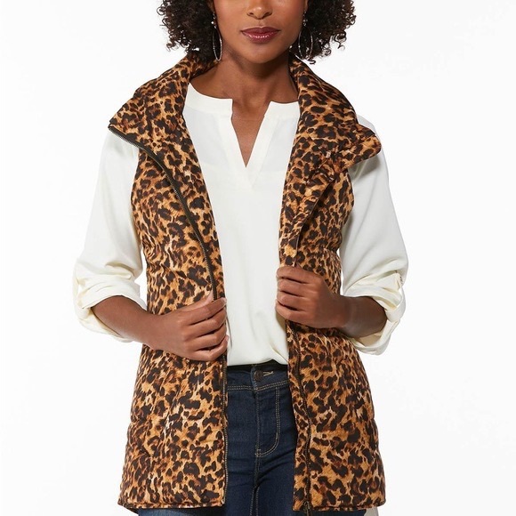 Cato Jackets & Coats Cato Cheetah Leopard Animal Print Puffer Vest